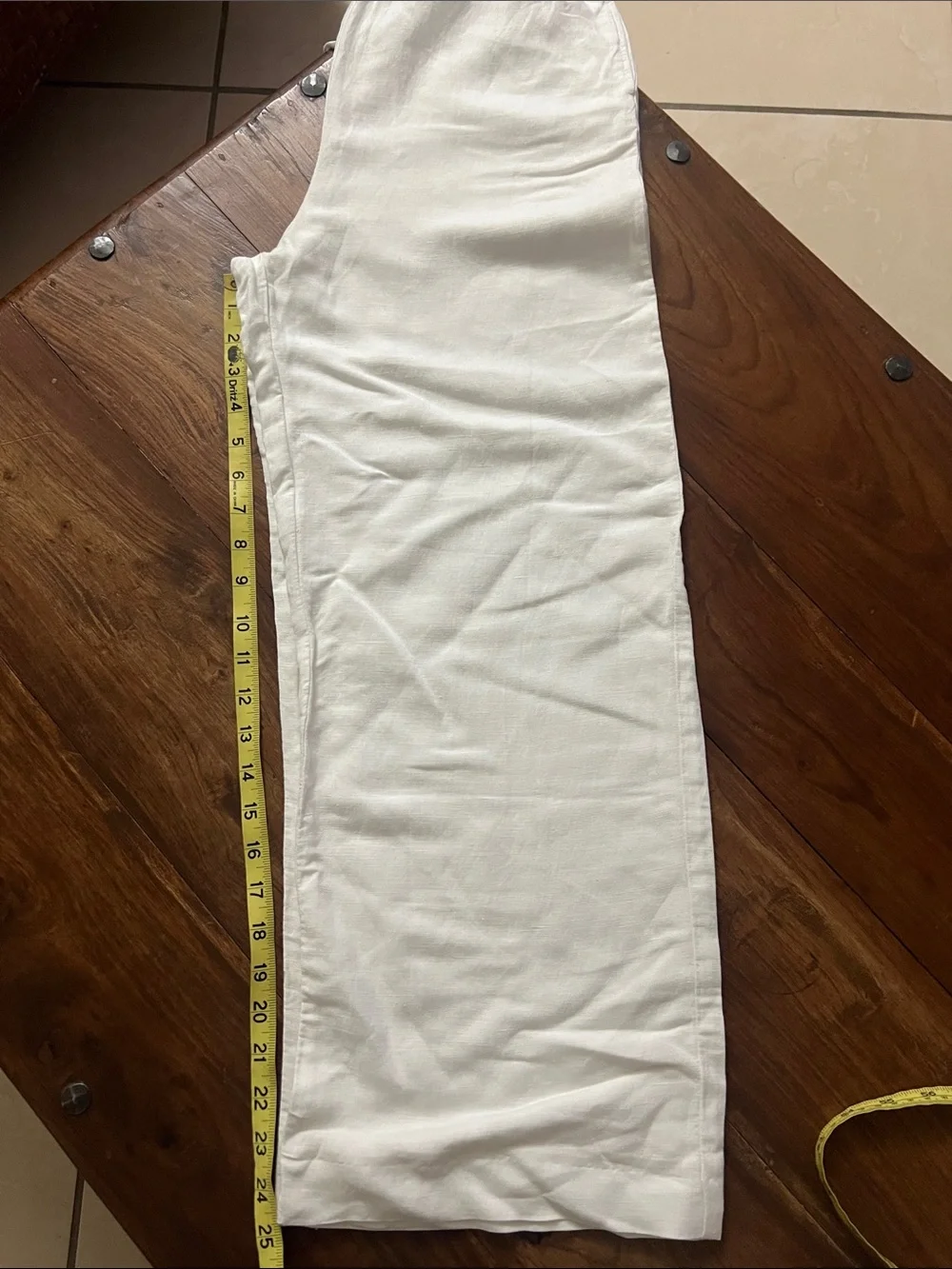 H&M White Women’s Linen-Blend Drawstring Pants